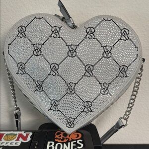 Victoria's Secret Silver Heart Crossbody Bag with Chain Strap